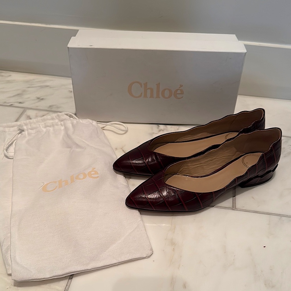 Chloe Laurena Croc Embossed Flats
